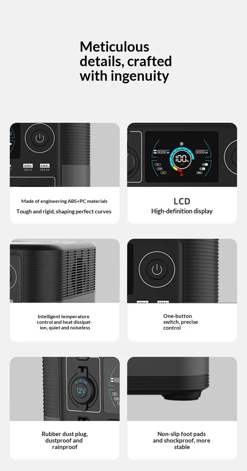 1200W High-capacity LiFePO4 Outdoor Portable Power